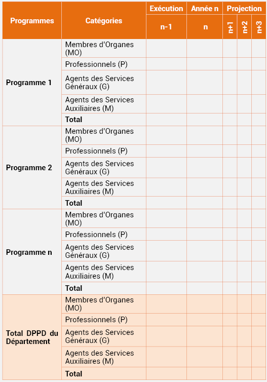 Tableau n°10 : Répartition des Ressources Humaines aux Programmes