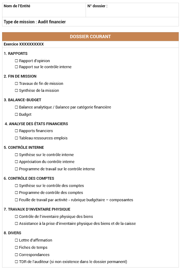 Annexe n°9 : Dossier courant